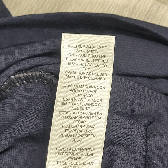 Chicos Knit Kit Stripe Variance Topper Size 3 Large Banded Hem Shirred Navy NWT - Picture 14 of 15